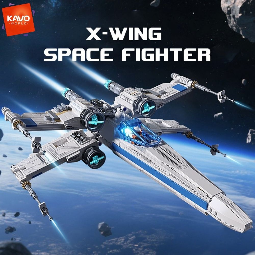 Desk Setup Build - KAVOWORLD 1271pcs Sci-Fi Space Fighter Building