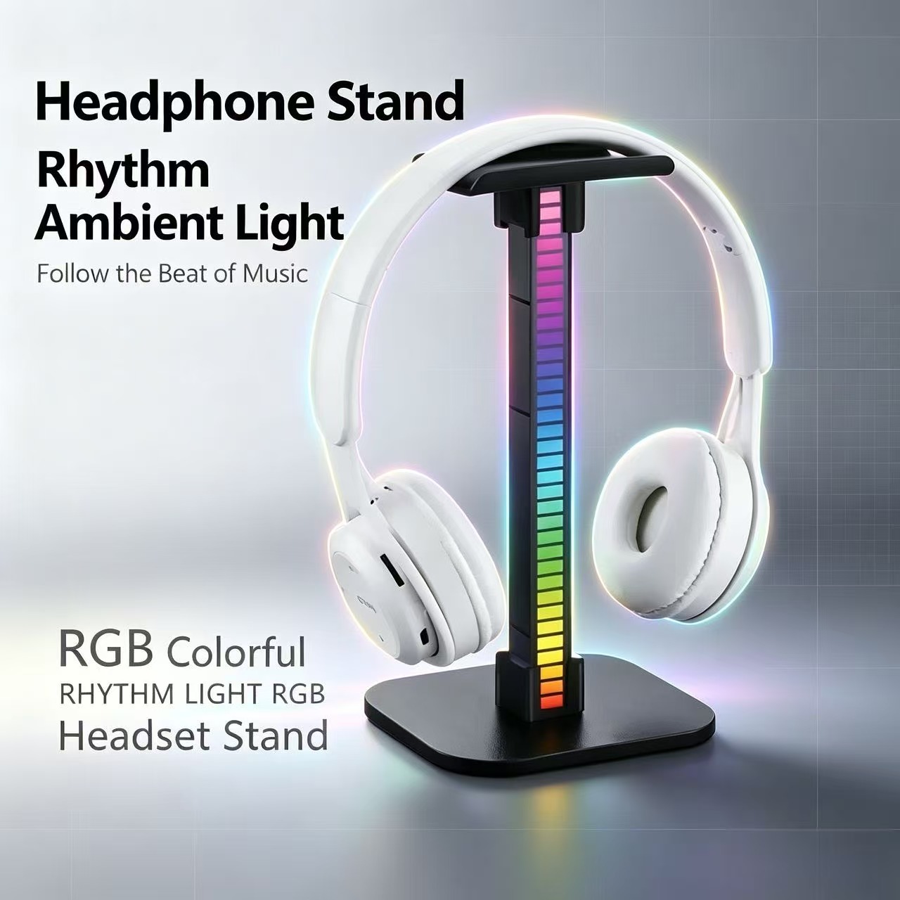 Desk Setup Lighting - USB Gaming Headphone Stand RGB Rhythm