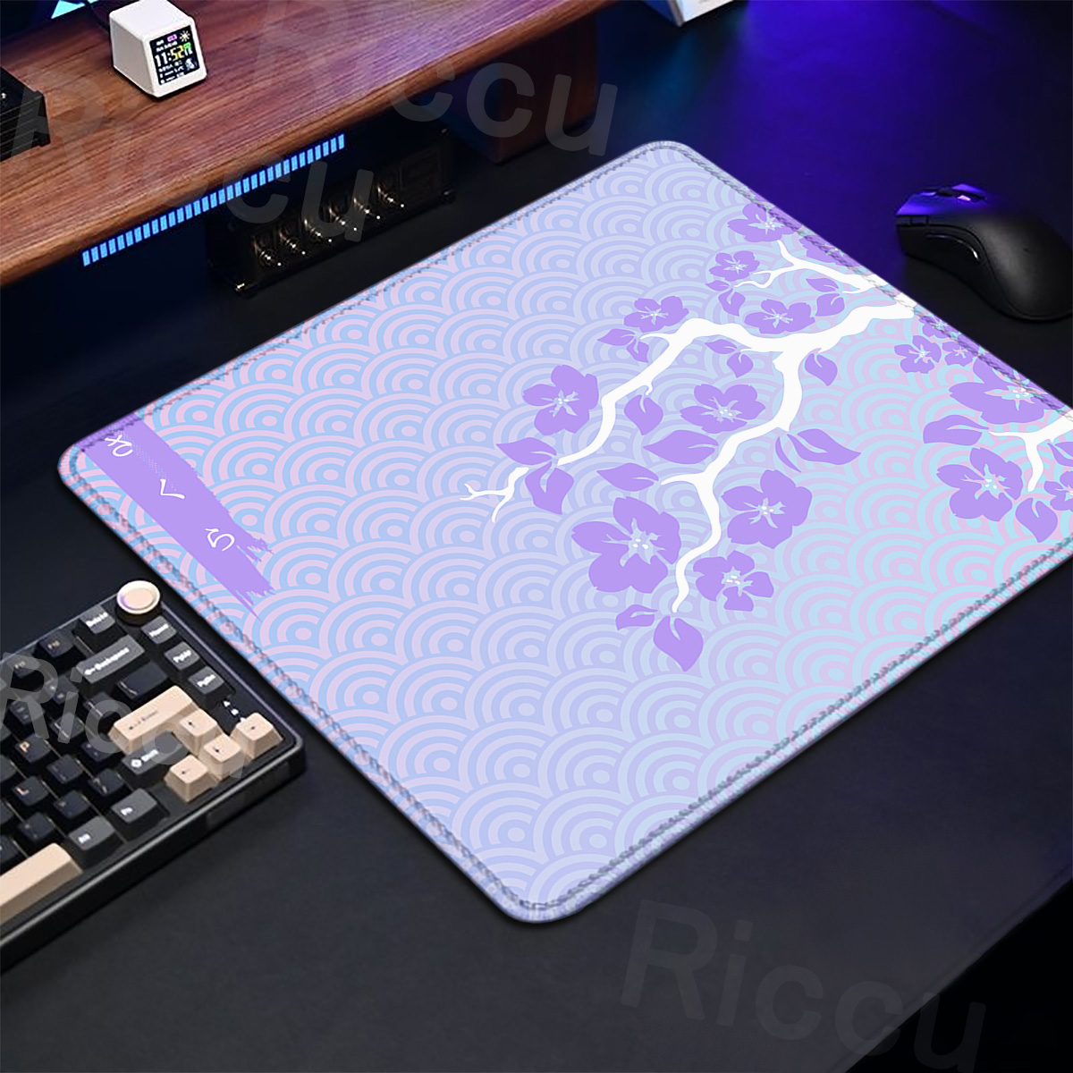 Purple Sakura Table Pad Gaming - огляд і ціна Desk Setup Pink