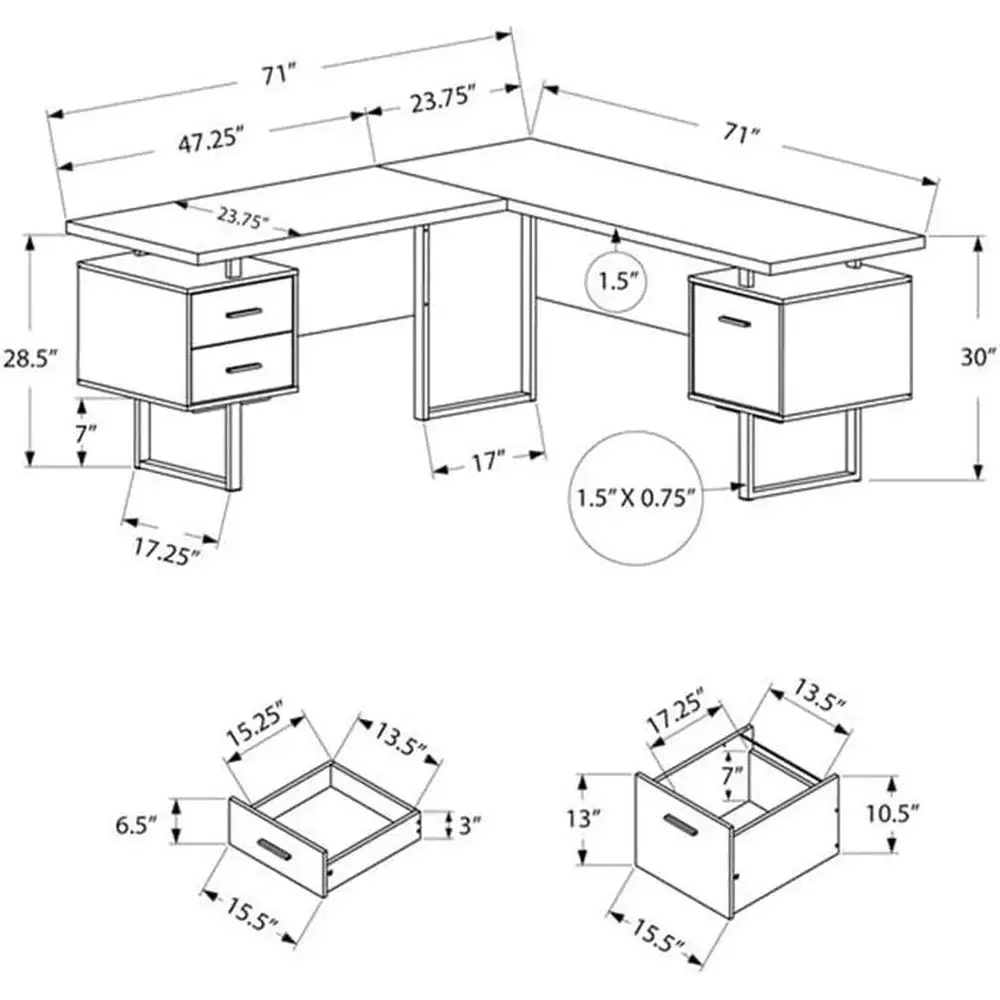 L-Shaped 70 Computer Desk with - огляд і ціна Desk Setup In Office