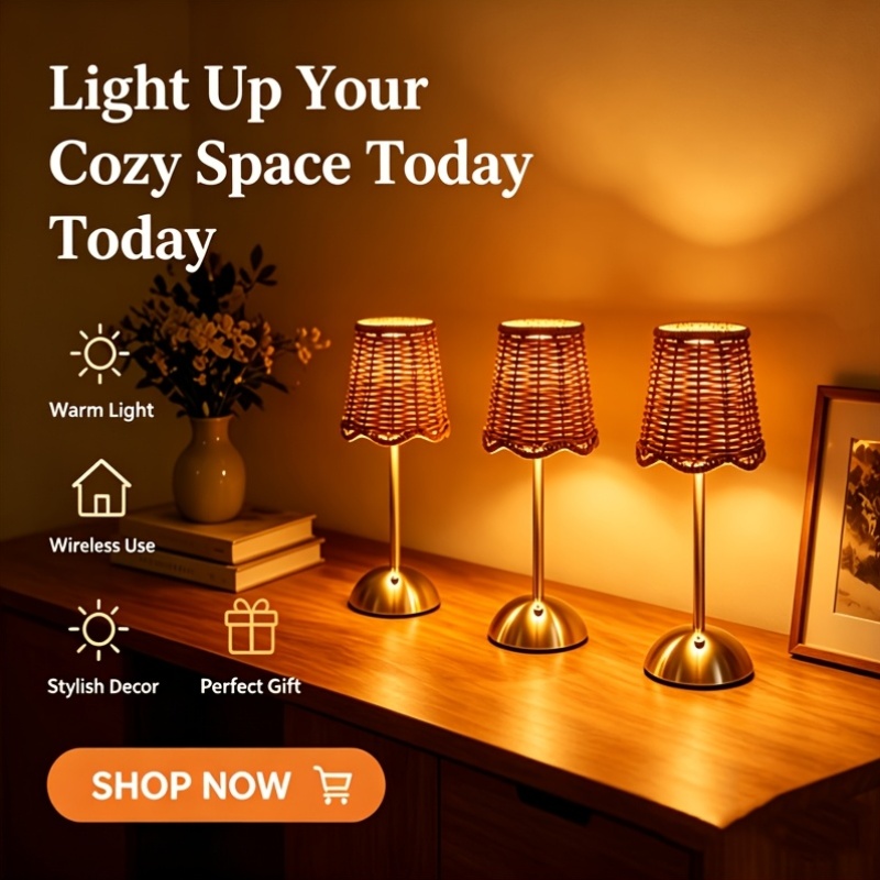 Bohemian Woven Rattan Art Tabl - огляд і ціна Desk Setup Lighting