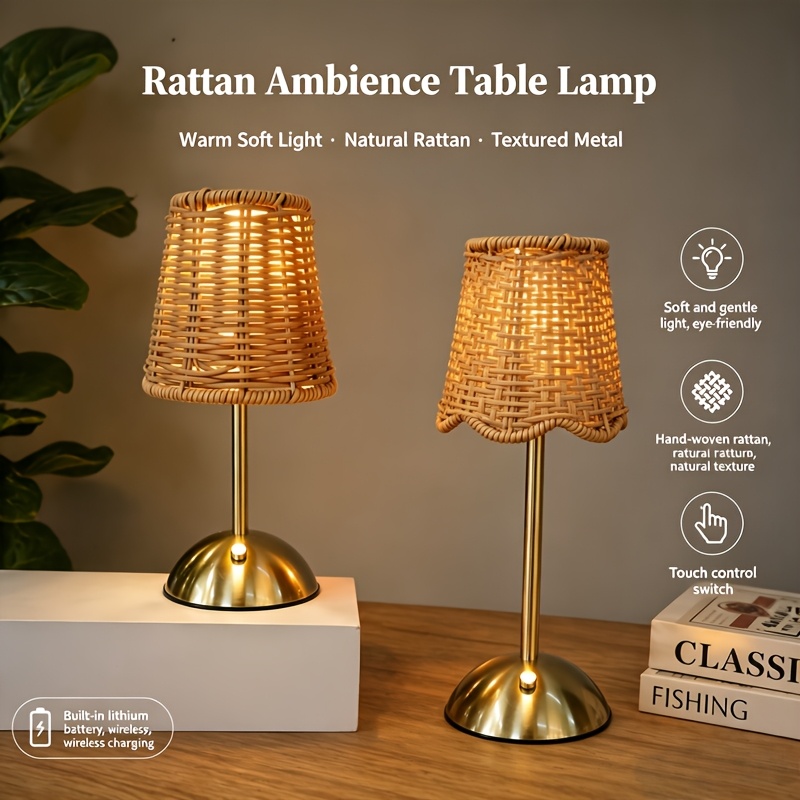 Bohemian Woven Rattan Art Tabl - огляд і ціна Desk Setup Lighting