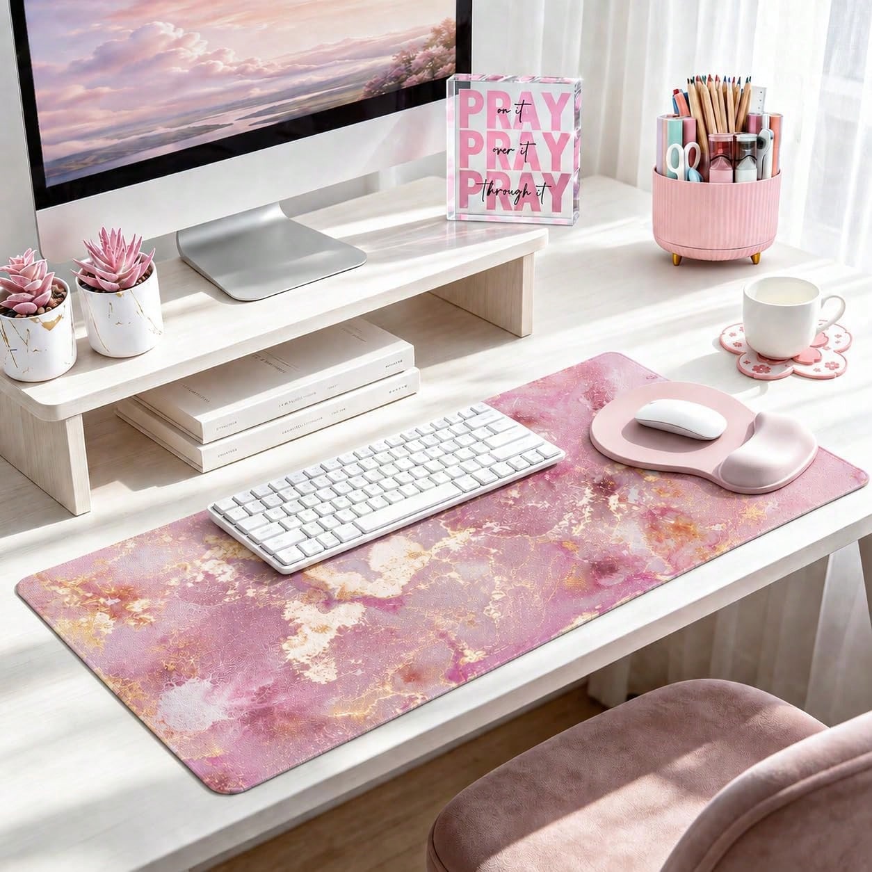 Desk Decor Set Of 7, Office De - огляд і ціна Desk Setup Girly