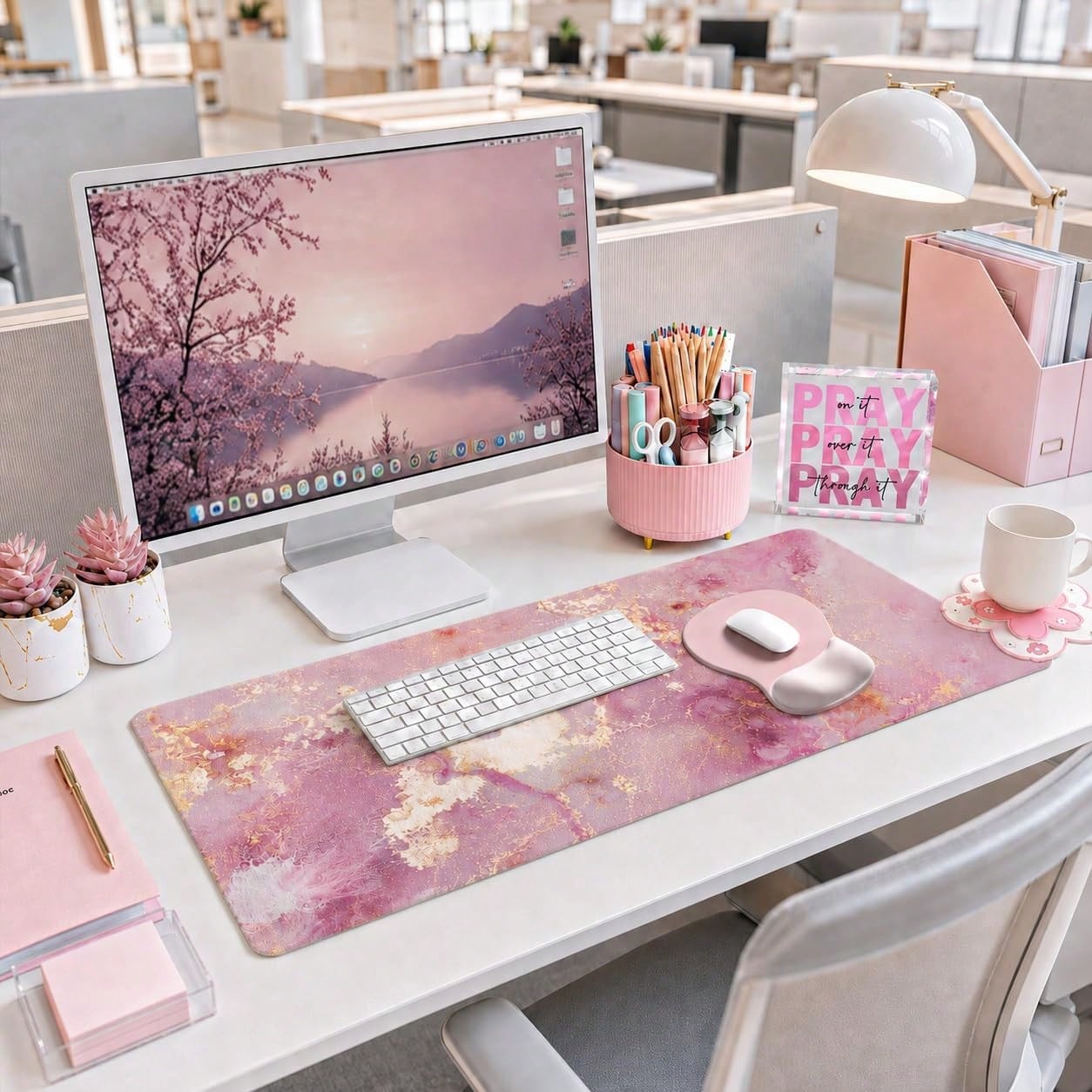 Desk Decor Set Of 7, Office De - огляд і ціна Desk Setup Girly