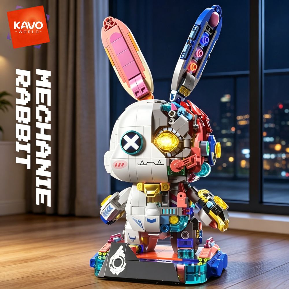 KAVOWORLD 1377PCS Robot Rabbit - огляд і ціна Desk Setup Girly
