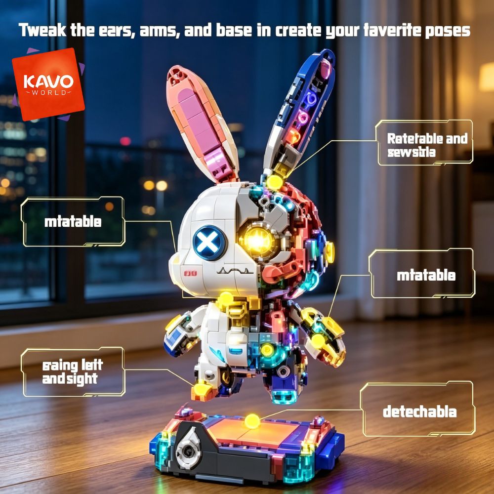 KAVOWORLD 1377PCS Robot Rabbit - огляд і ціна Desk Setup Girly