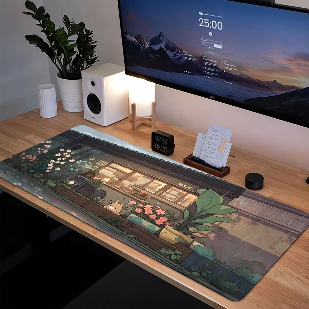 Cozy Anime Street Extended Gam - огляд і ціна Desk Setup Anime
