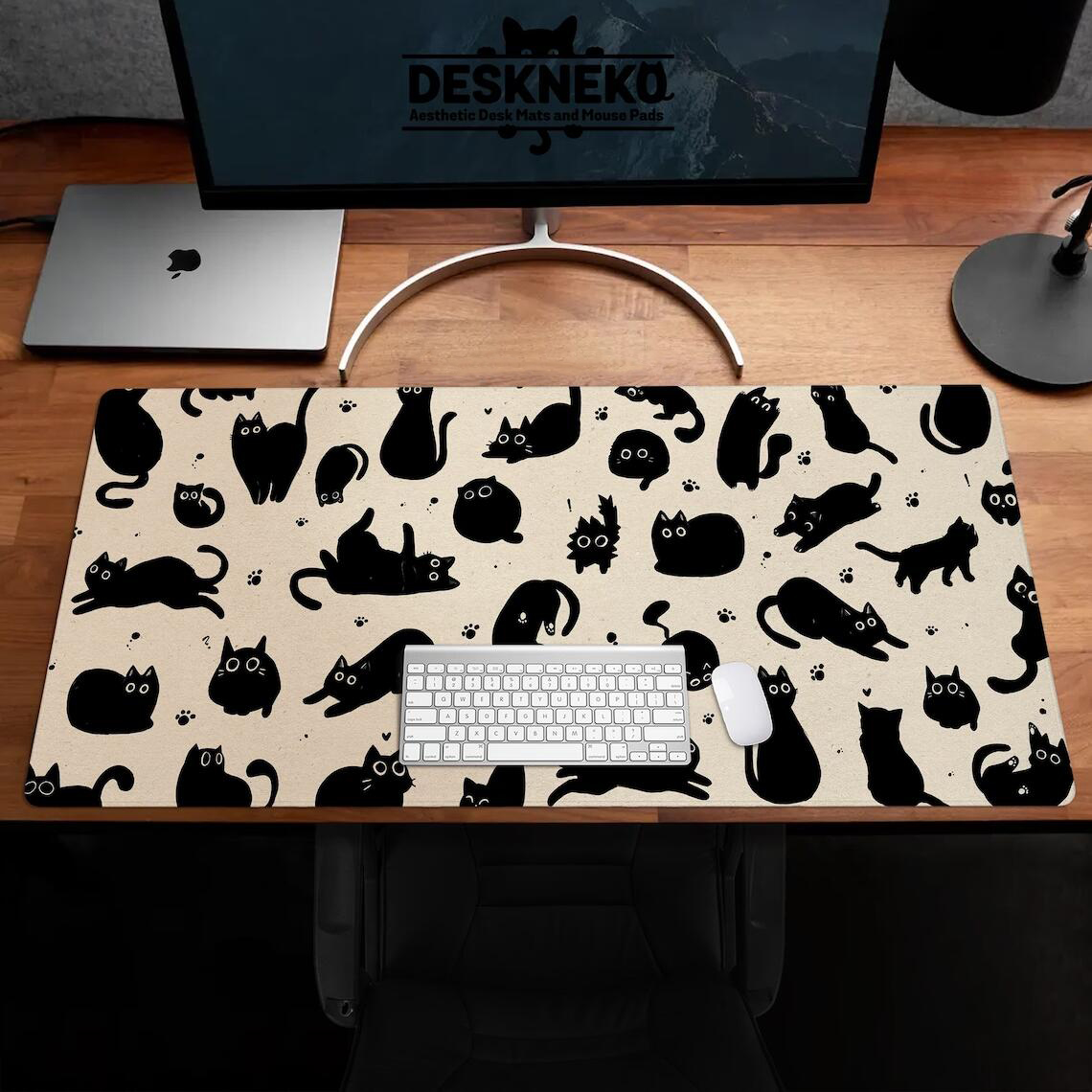 Cute Black Cat Desk Mat On Bei - огляд і ціна Desk Setup Pink