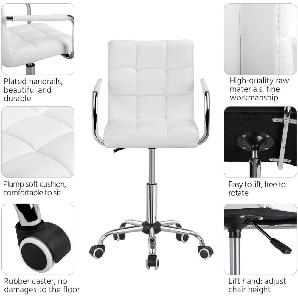 Vanity Desk Chair - Tufted PU  - огляд і ціна Desk Setup Height