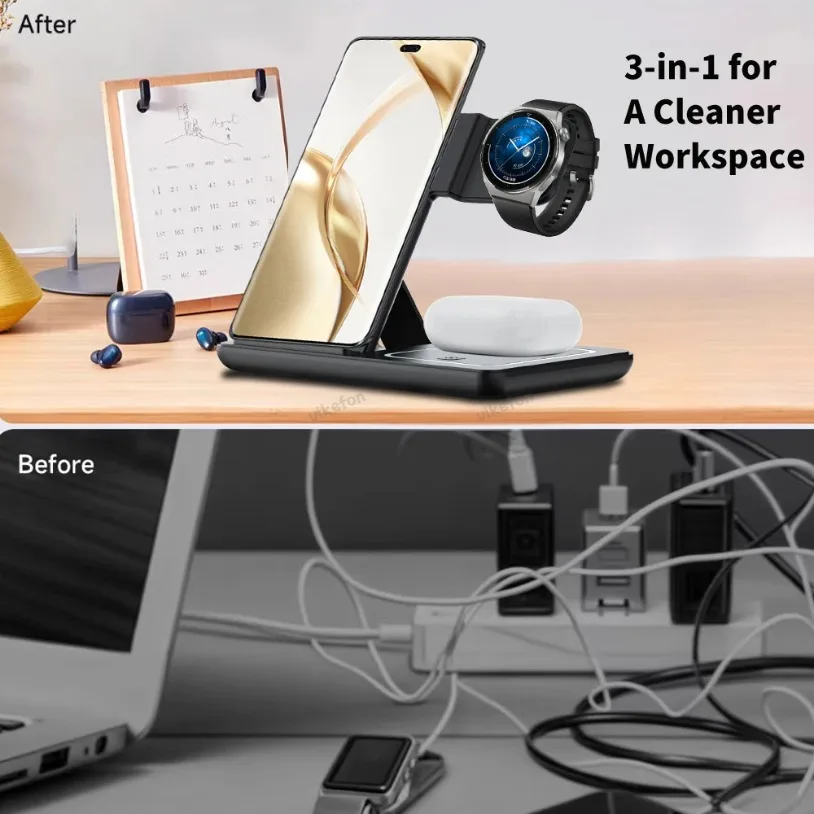 3 in 1 Foldable Wireless Charg - огляд і ціна Desk Setup Apple