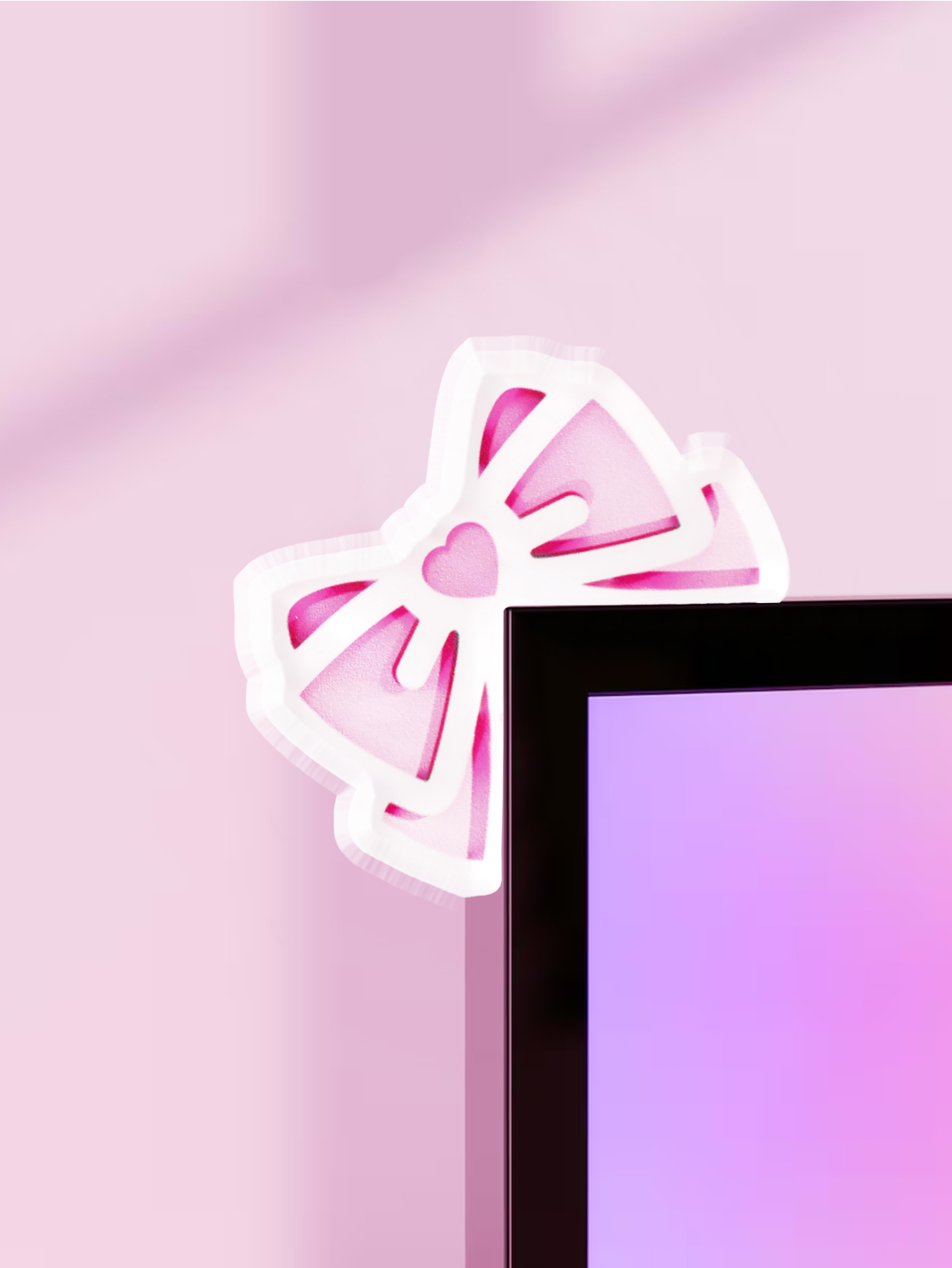 Kawaii Bow Monitor Decor Pink  - огляд і ціна Desk Setup Pink