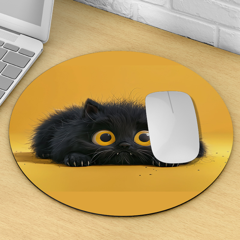 Cute Black Cat Round Mouse Pad - огляд і ціна Desk Setup In Office
