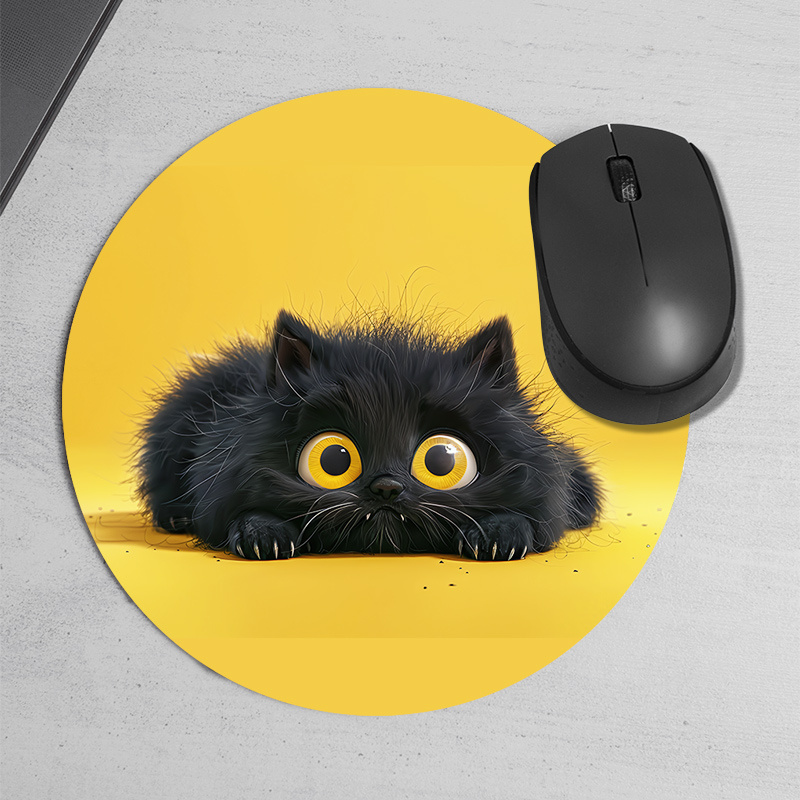 Cute Black Cat Round Mouse Pad - огляд і ціна Desk Setup In Office